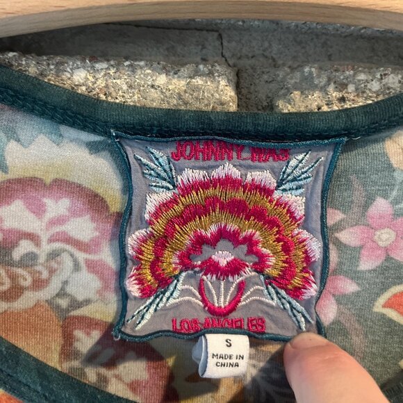 Johnny Was Floral Print Long Sleeve Top S Green Multicolor Boho Style Lightweigh - Picture 4 of 7